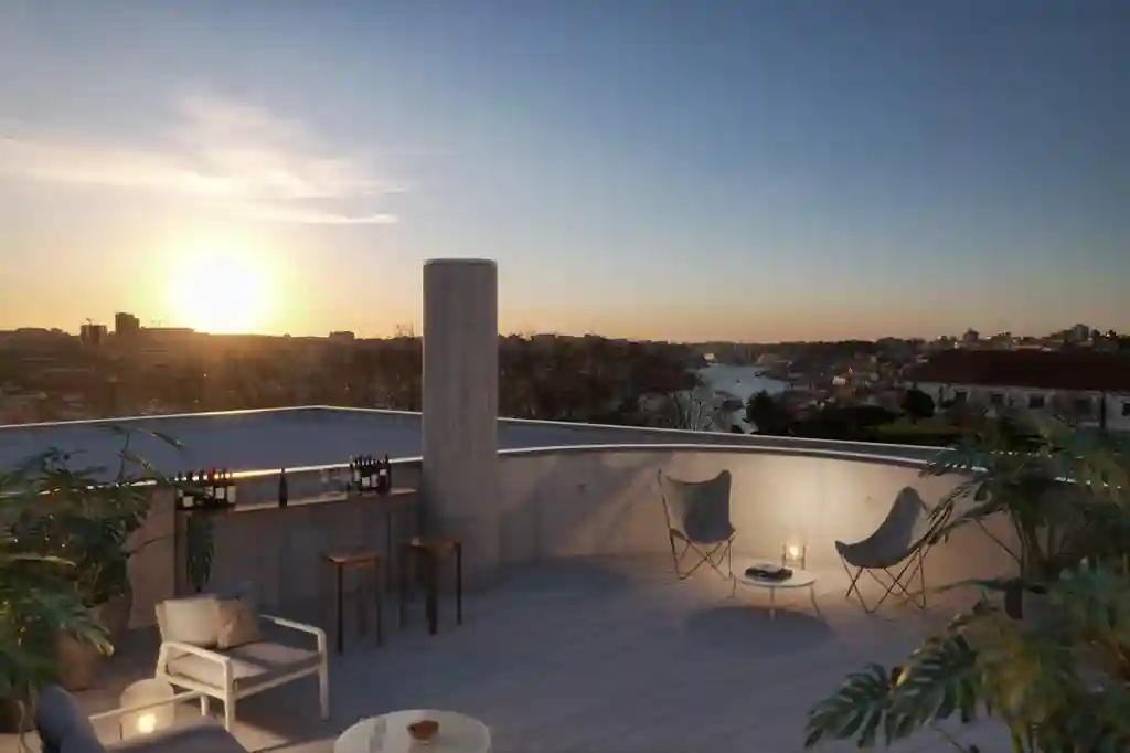 Rooftop ao pôr do sol